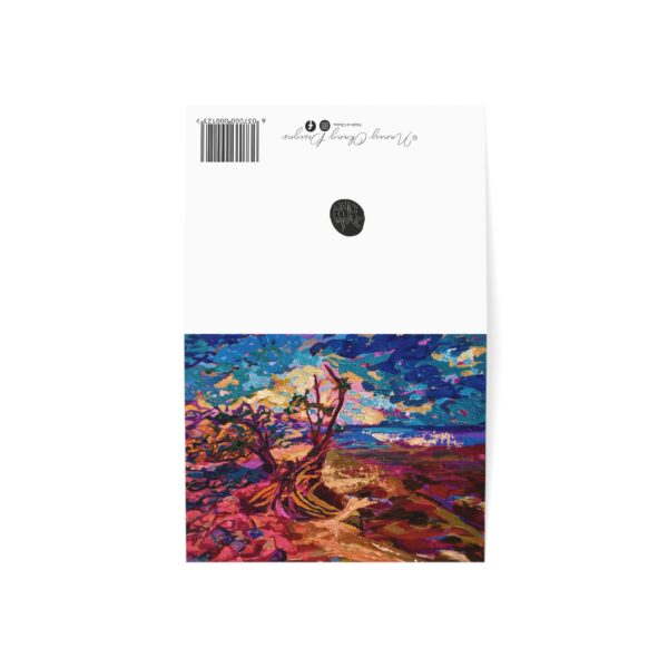 Abstract beachscape Greeting Cards - Vibrant Coastal Sunset - Handcrafted Note Card of a Colorful Seaside Landscape (10, 30, and 50pcs)