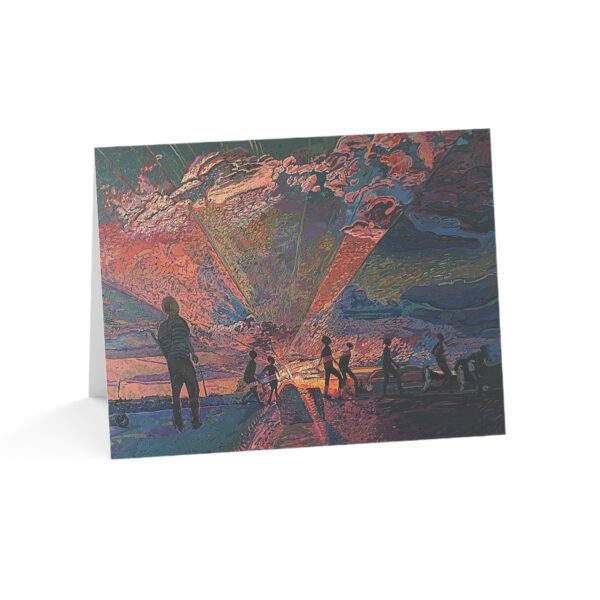 Soccer at Sunset Greeting Cards - Firewood by the Pond - Serene Landscape Note Card for Nature Lovers (10, 30, and 50pcs)